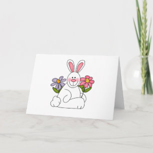 Pour Fêtes Annuelles Lapin blanc avec des cartes de fleurs
