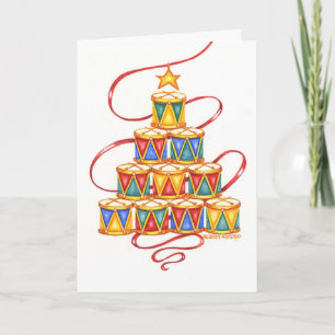 Pour Fêtes Annuelles L'Arbre De Noël Des Tambours Cartes De Voeux