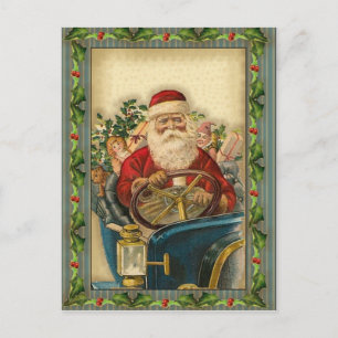 Pour Fêtes Annuelles Le père noël vintage dans la voiture : Cartes