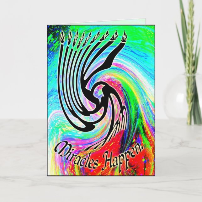 Pour Fêtes Annuelles Les miracles arrivent les cartes de Chanukah (Devant)