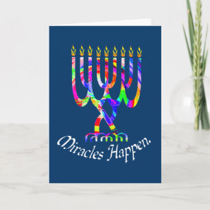 Pour Fêtes Annuelles Les Miracles arrivent Menorah Cartes