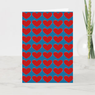 Pour Fêtes Annuelles Love Red Hearts Blue Pop Art Greeting Cartes