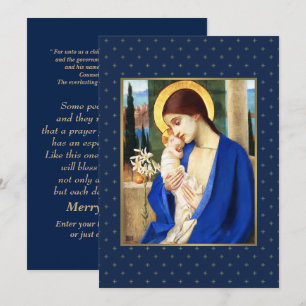 Pour Fêtes Annuelles Madonna et Child. Cartes de Noël Art