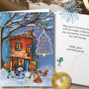 Pour Fêtes Annuelles Maison Féerique et Cartes de Noël avec Amis