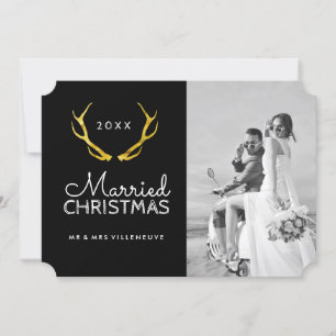Pour Fêtes Annuelles Marry Christmas Gold Antlers Cartes photos