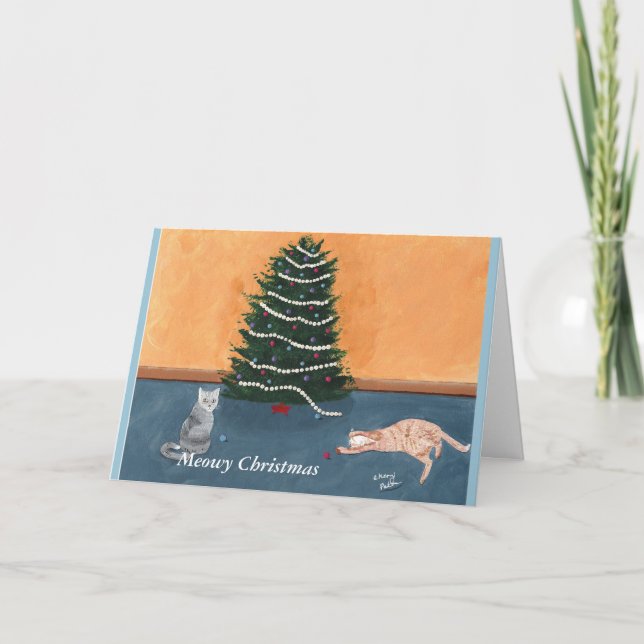 Pour Fêtes Annuelles Meowy Christmas Cats sous les trois cartes de voeu (Devant)