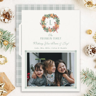 Pour Fêtes Annuelles Monogramme de vacances personnalisé cartes photos 