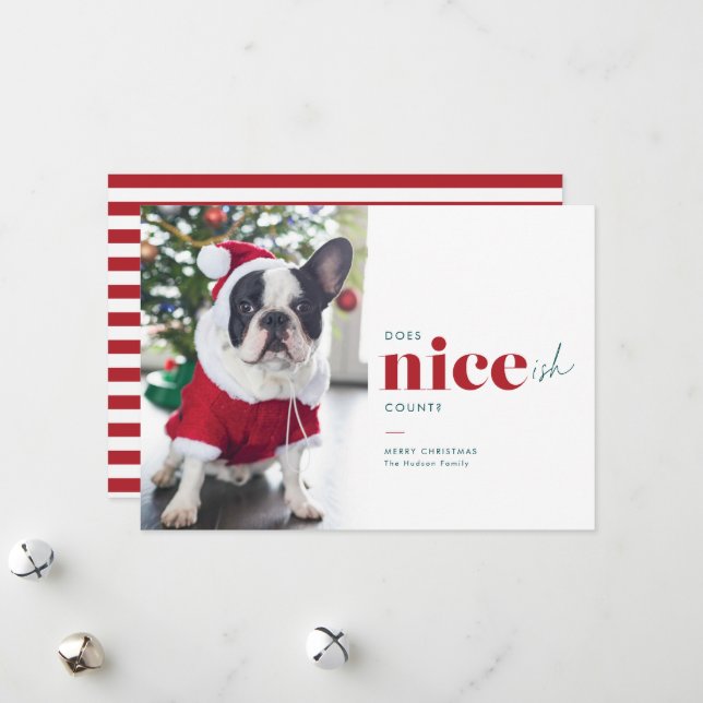 Pour Fêtes Annuelles Niceish Funny Chien Cartes de Noël (Devant/Arrière en situation)