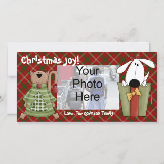 Pour Fêtes Annuelles Noël Joie, Chien et Chat Cartes photos personnalis