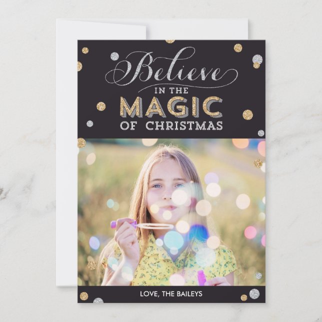 Pour Fêtes Annuelles Noël magique Cartes photos de vacances - Noir (Devant)