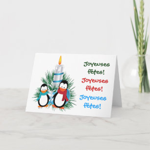 Pour Fêtes Annuelles Noël manchots et bougie cartes