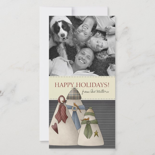 Pour Fêtes Annuelles Noël Snowman Cartes photos (Devant)