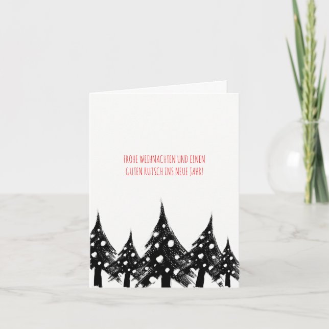 Pour Fêtes Annuelles Noir blanc, minimal, cartes de Noël modernes (Devant)