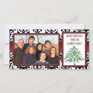 Pour Fêtes Annuelles Noir et blanc Damask vert Damask Tree Cartes photo