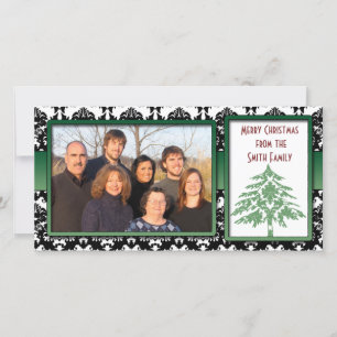 Pour Fêtes Annuelles Noir et blanc Damask vert Damask Tree Cartes photo
