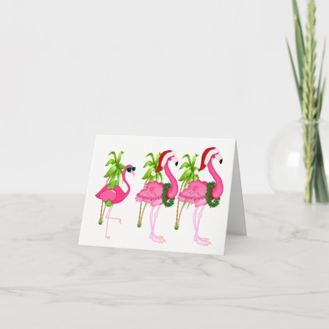Pour Fêtes Annuelles Nouvelles Cartes de Noël Flamant rose rose (Devant)
