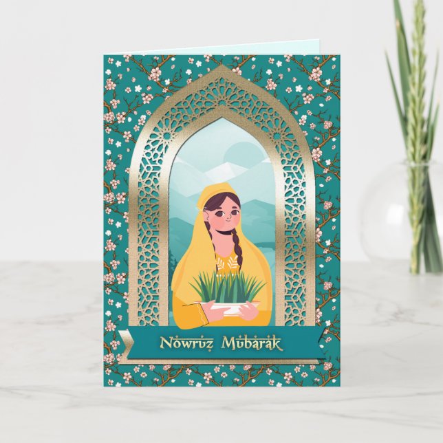 Pour Fêtes Annuelles Nowruz Moubarak. Cartes de voeux du Nouvel An pers (Devant)