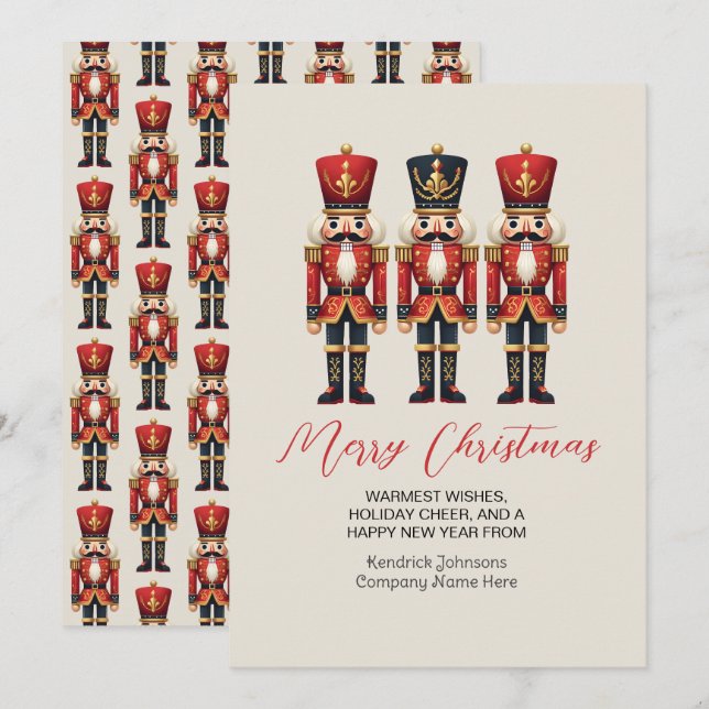 Pour Fêtes Annuelles Nutcracker Business Work Joyeuses Cartes de Noël (Devant / Derrière)