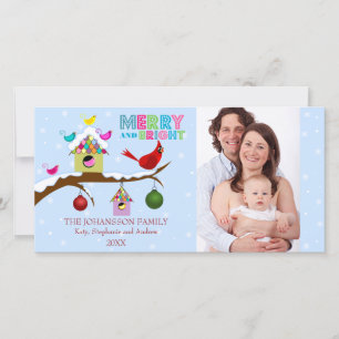 Pour Fêtes Annuelles Oiseaux de Noël Whimsical Cartes photos