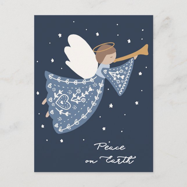 Pour Fêtes Annuelles Paix sur Terre Noël Angel Cartes de fin de année (Devant)