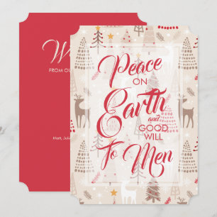 Pour Fêtes Annuelles Paix sur Terre sur les arbres de Noël Cartes de re