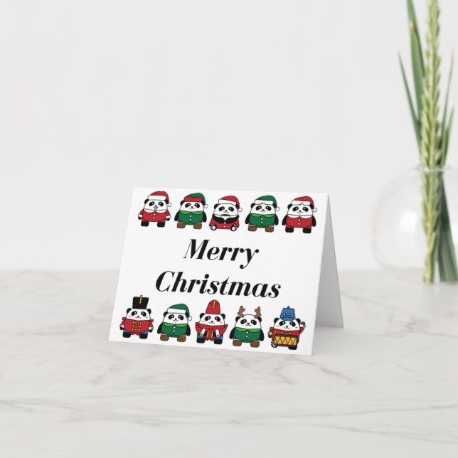 Pour Fêtes Annuelles Panda Joyeux Cartes de voeux de Noël Enveloppes In (Devant)
