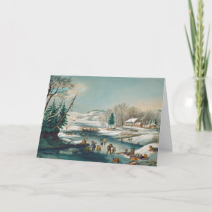 Pour Fêtes Annuelles Patinage sur glace hiver vintage Cartes de Noël