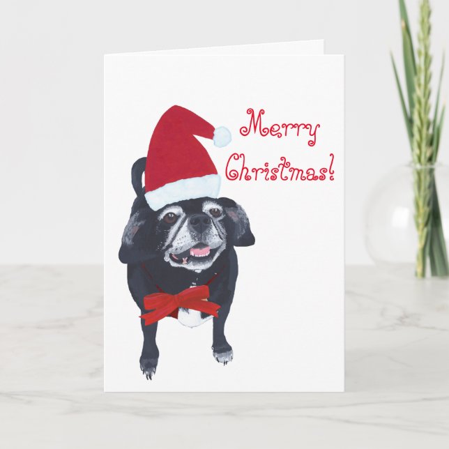 Pour Fêtes Annuelles Père Noël Carlin Chien Peinture Joyeuses Cartes de (Devant)