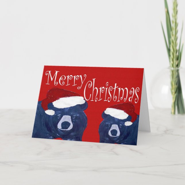 Pour Fêtes Annuelles Père Noël ours cartes de vœux de Noël. (Devant)