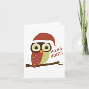 Pour Fêtes Annuelles Père Noël Owl Ho Ho Hoot Cartes de Noël