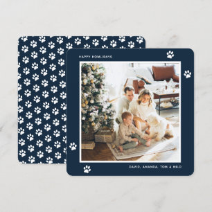 Pour Fêtes Annuelles Personnalisé Blue Paw Photo Happy Howlidays Cartes