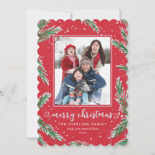 Pour Fêtes Annuelles Photo Cartes de Noël Rouge et Vert Recherche de