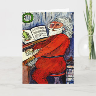 Pour Fêtes Annuelles Piano cartes de salutation et de note de Père Noël