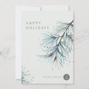 Pour Fêtes Annuelles Pin d'hiver Aquarelle Cartes de fin de année d'aff