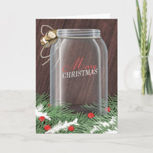 Pour Fêtes Annuelles Pine Boughs Cartes de Noël Russes Mason Jar