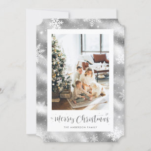 Pour Fêtes Annuelles Pneus en argent neigeux photo Joyeuses cartes de N