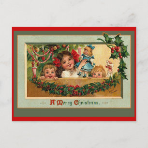 Pour Fêtes Annuelles Poupées de Noël et petites filles sur cartes