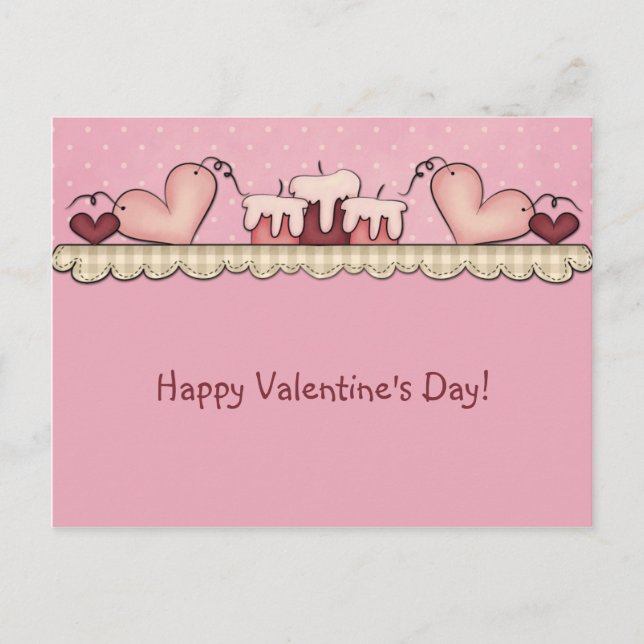 Pour Fêtes Annuelles Primitive Country Hearts Bougies Valentines Cartes (Devant)