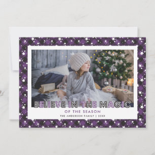 Pour Fêtes Annuelles Purple Croyez en la Magie Photo Cartes de Noël