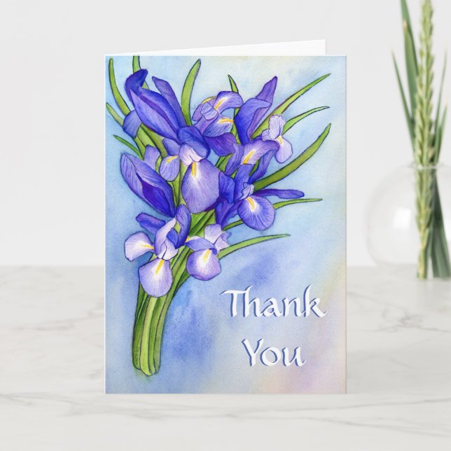 Pour Fêtes Annuelles Purple Irises Art Custom Merci Cartes de voeux (Devant)