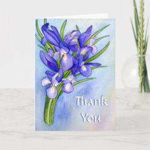 Pour Fêtes Annuelles Purple Irises Art Custom Merci Cartes de voeux
