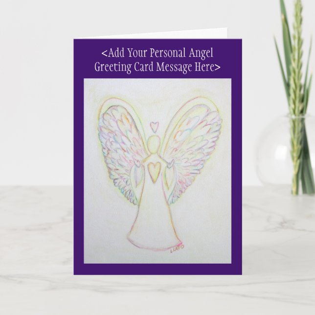 Pour Fêtes Annuelles Rainbow Hearts Angel Cartes de voeux personnalisée (Devant)