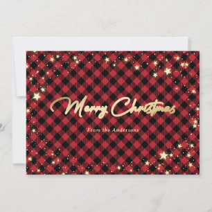 Pour Fêtes Annuelles Red Buffalo Plaid Snowflakes Étoiles Cartes de Noë
