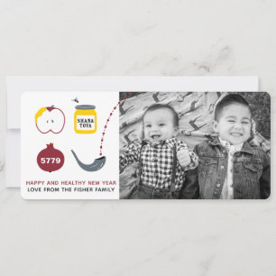 Pour Fêtes Annuelles Rosh Hashanah Shofar Pommes Cartes photos - Rouge