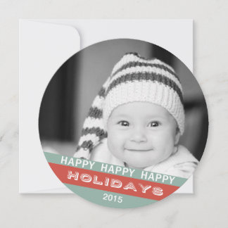Pour Fêtes Annuelles Ruban rond Joyeux Vacances Photo Cartes Plat