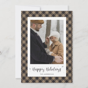 Pour Fêtes Annuelles Rustic Buffalo Plaid Photo Cartes de fin de année