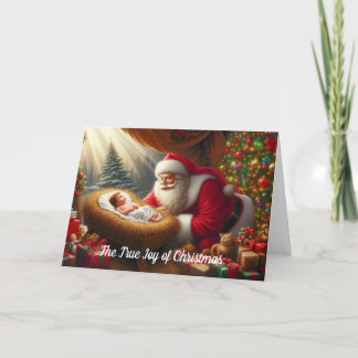 Pour Fêtes Annuelles Santa Claus & Baby Jesus Cartes de voeux de Noël