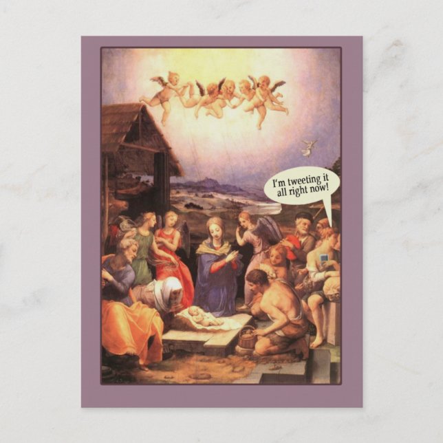 Pour Fêtes Annuelles Scène de la Nativité Cartes humoristiques Tweeter (Devant)