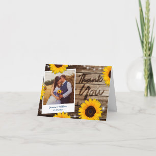 Pour Fêtes Annuelles Script Mariage Rustique Sunflower Merci Cartes