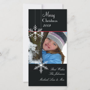 Pour Fêtes Annuelles Snowflakes ~ cartes photos noires et blanches de N